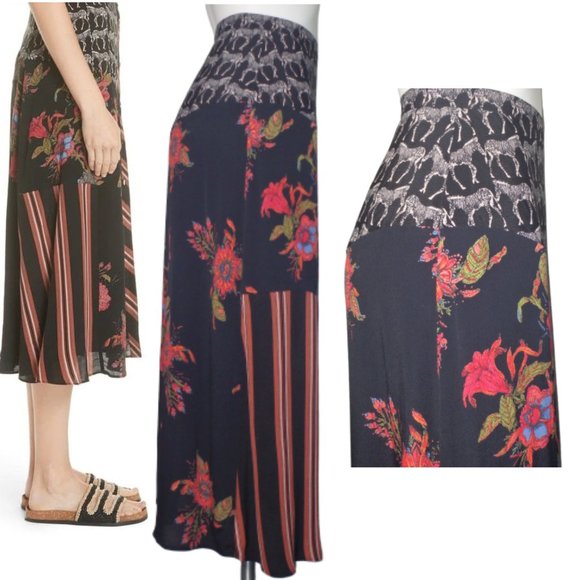 Free People Women's Boho Safari Long Skirt Size 0 - Picture 2 of 8